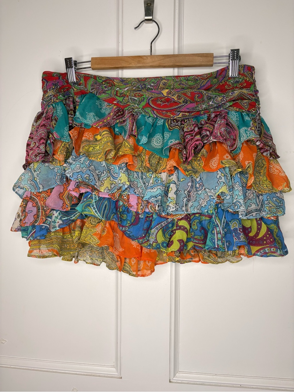 Zara Multicolor Paisley Ruffle Mini Skirt - Bright Mixed Hues
